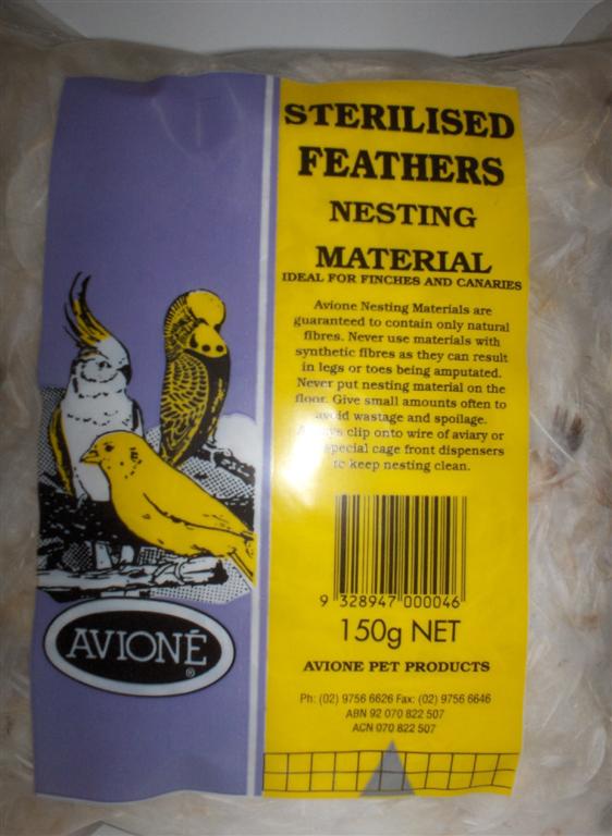 AVIONE LARGE STERILISED FEATHERS 150G AVIONE LARGE STERILISED FEATHERS 150G