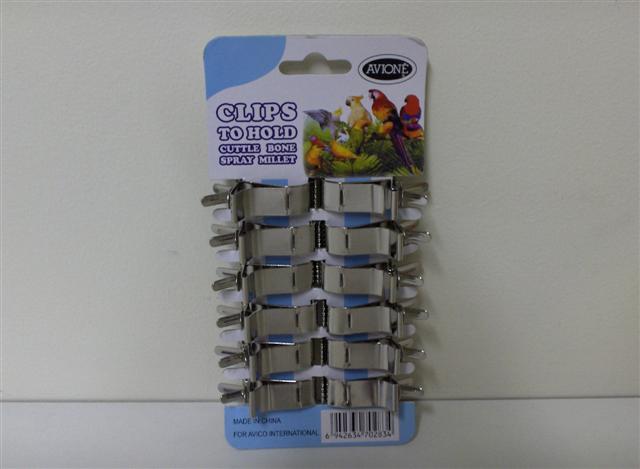 METAL CUTTLEBONE CLIPS/ HOLDERS (12 PACK) - Click Image to Close