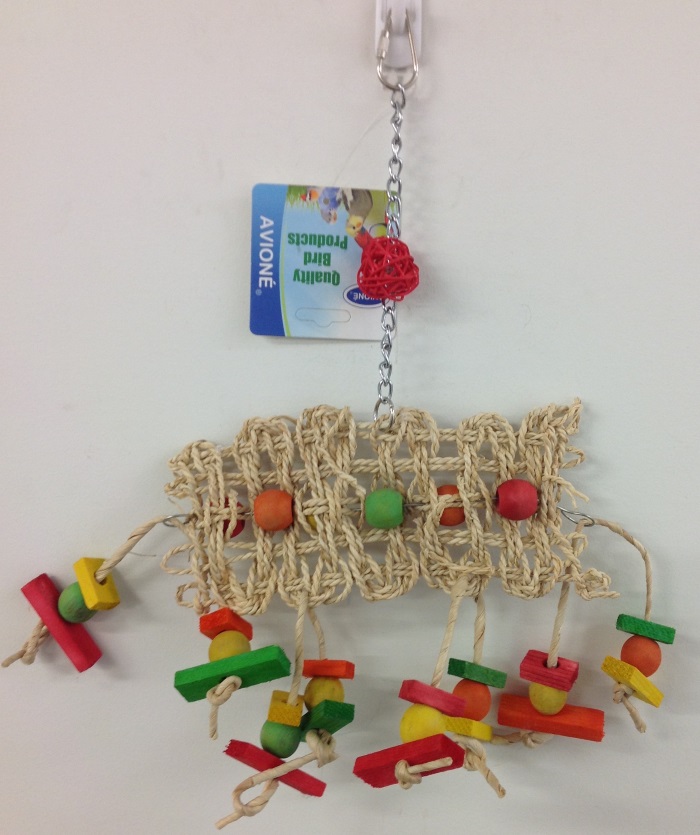 NATURAL WOVEN MAT W/ COLOURED DANGLES NATURAL WOVEN MAT W/ COLOURED DANGLES