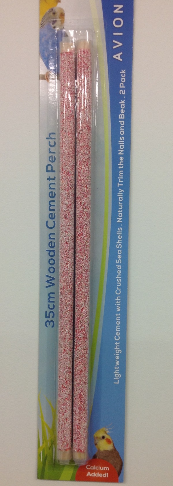 30CM LIGHTWEIGHT PERCHES COATED W/CRUSHED SEA SHELLS 2PK. 30CM LIGHTWEIGHT PERCHES COATED W/CRUSHED SEA SHELLS 2PK.