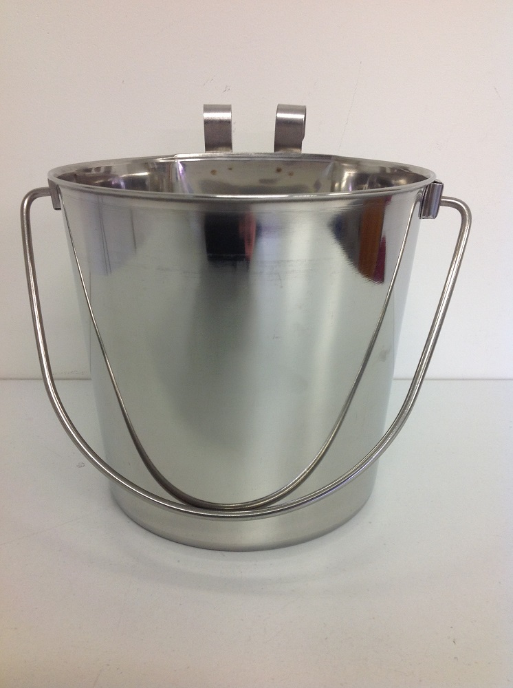 ROUND S/STEEL BUCKET W/ HOOKS 3.8L