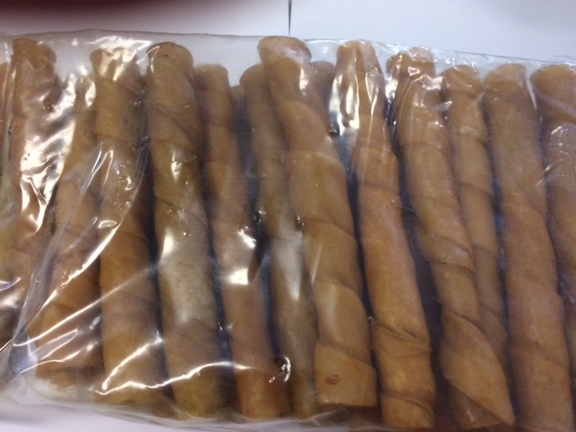 25PK SMOKED PORK PORKY RAWHIDE TWISTS 25PK SMOKED PORK PORKY RAWHIDE TWISTS