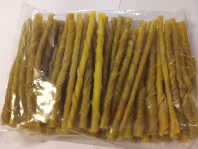 100PK CHICKEN RAWHIDE HIDE TWIST STICKS 5 INCH