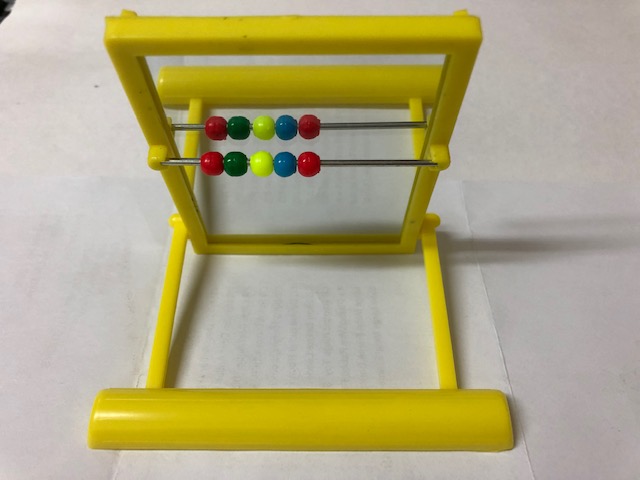 Plastic hook on rectangle mirror w perch beads Plastic hook on rectangle mirror w perch beads