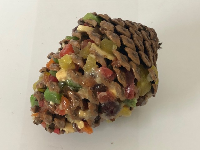 Large pinecone seed treat w fruit mix & hook