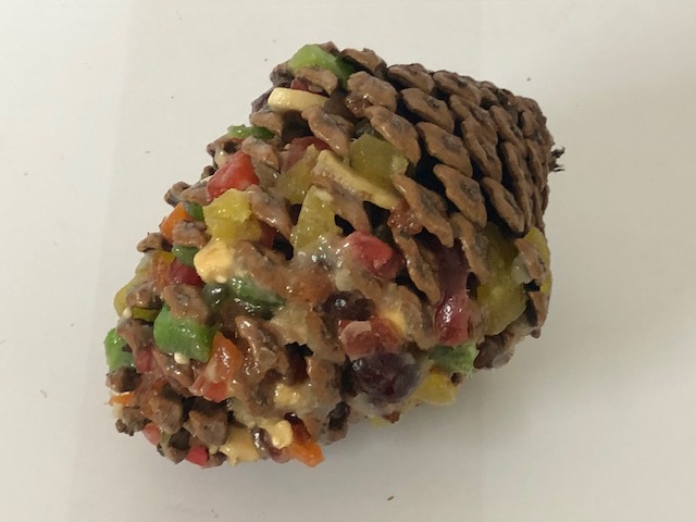Large pinecone seed treat w fruit mix & hook Large pinecone seed treat w fruit mix & hook