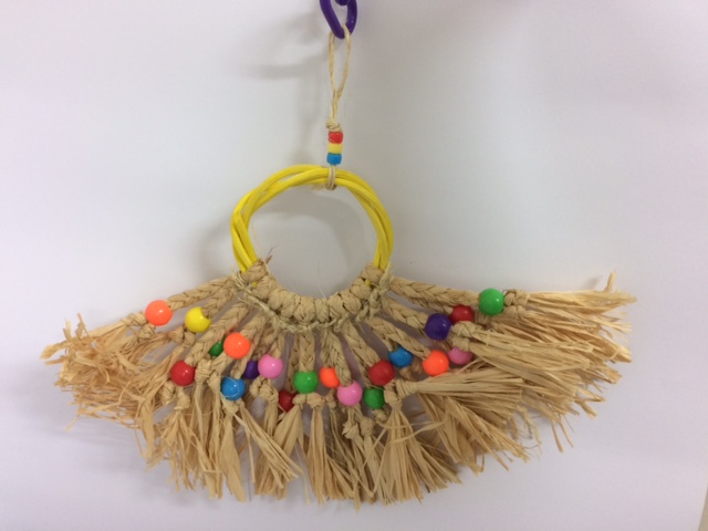 AVIONE rattan skirt bird toy w beads AVIONE rattan skirt bird toy w beads
