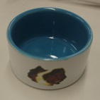 CERAMIC BOWL WHITE W/BLUE INNER W/ MOTIF 7.5x4cm CERAMIC BOWL WHITE W/BLUE INNER W/ MOTIF 7.5x4cm