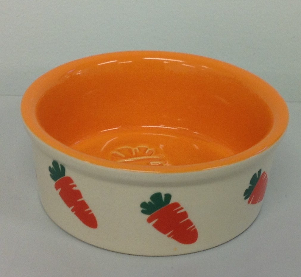 SMALL ANIMAL/RABBIT CERAMIC FOOD/WATER DISH W/CARROT IMPRINT SMALL ANIMAL/RABBIT CERAMIC FOOD/WATER DISH W/CARROT IMPRINT