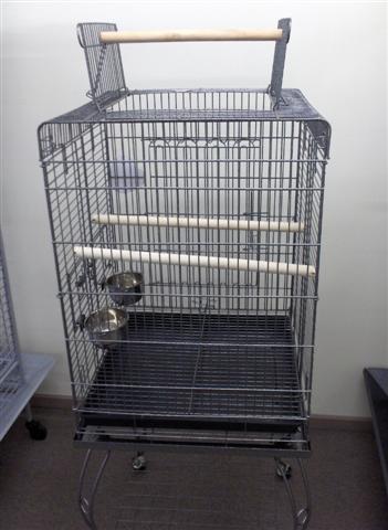 LARGE BLACK SQUARE CAGE ON STAND W/CASTORS 51x51x129cm LARGE BLACK SQUARE CAGE ON STAND W/CASTORS 51x51x129cm