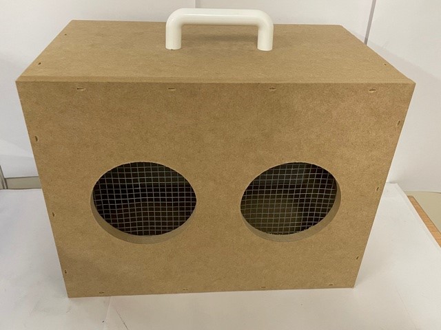 Small wooden carry box w two holes Small wooden carry box w two holes